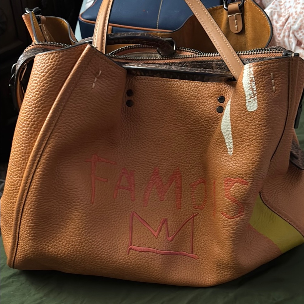 Designer Tan Leather Handbag - Picture 2 of 4